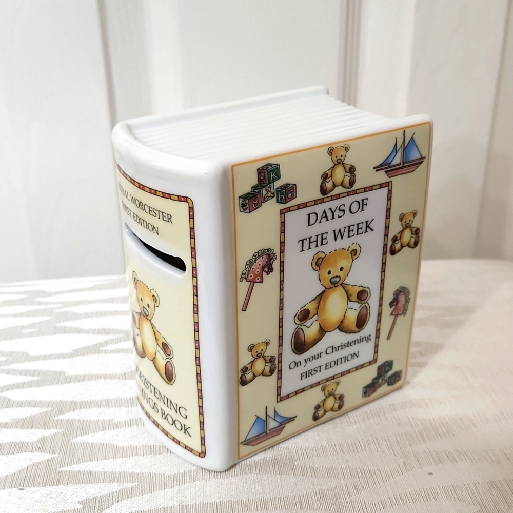 Days Of The Week, First Edition, Christening Bank, Teddy 🧸 Bear, Vintage